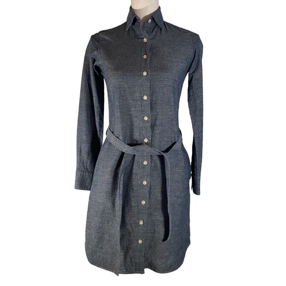Tradlands Shit Dress Medium Button Front Collared Long Sleeve Gray‎ Chambray - Picture 1 of 12